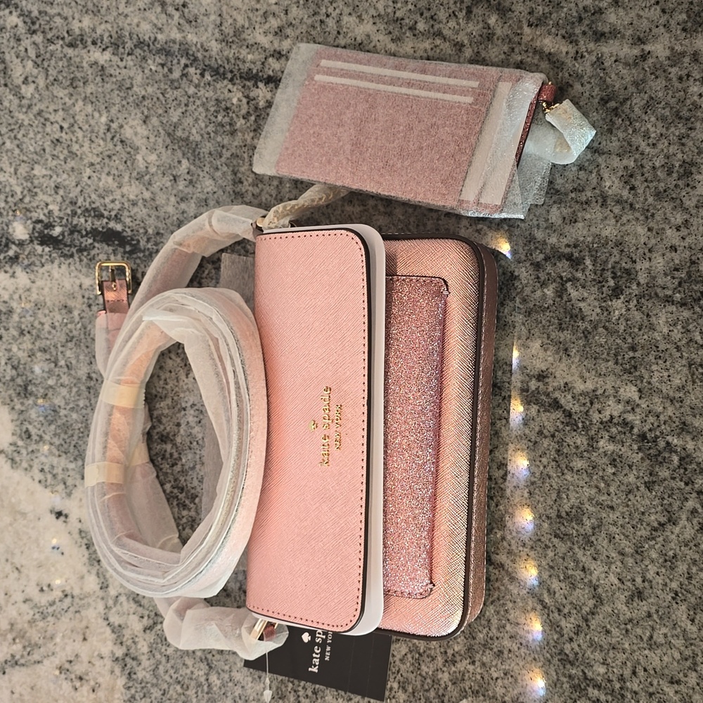 ❌SOLD❌ Kate Spade Pink Glitter Crossbody Duo NWT